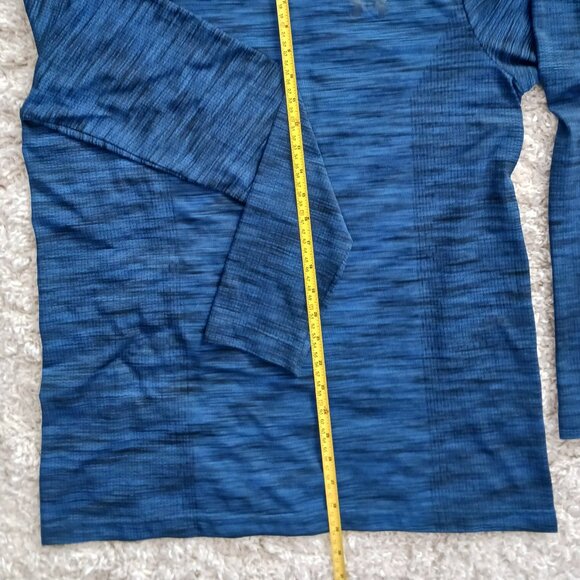 Under Armour Mens Pullover Long Sleeve Running Shirt Fitted Blue Black Size Lg - Picture 8 of 9
